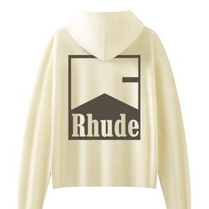 Rhude Beige Geometric Logo Print Hoodie